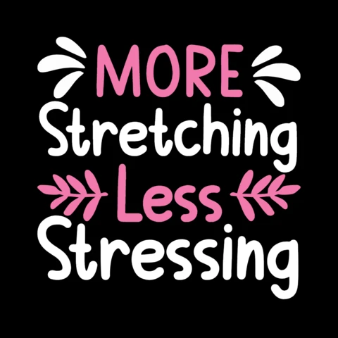 Modello di design per maglietta yoga Più stretching meno stressante
