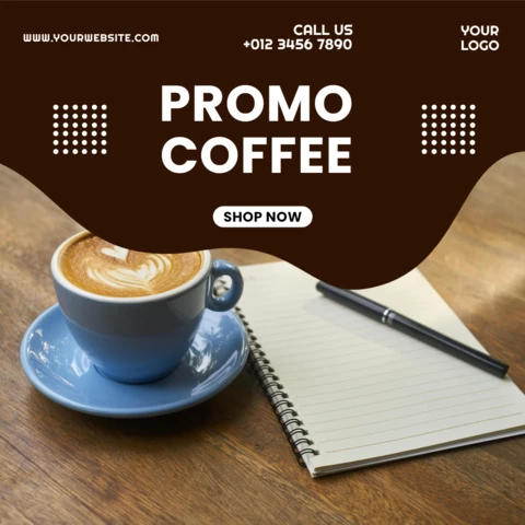 Coffee Shop Promotional Social Media Post Design Template