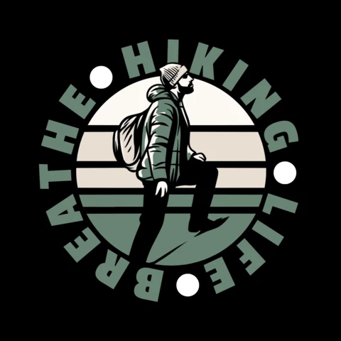 Hiking Life Breathe With Hiking Man T-shirt Design Template