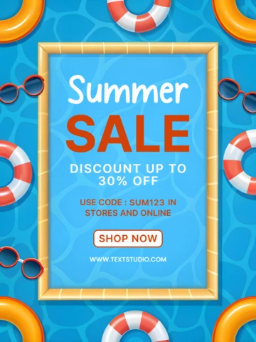 Vibrant Summer Sale Design Template with Pool Floaters – Editable Promotional Graphics