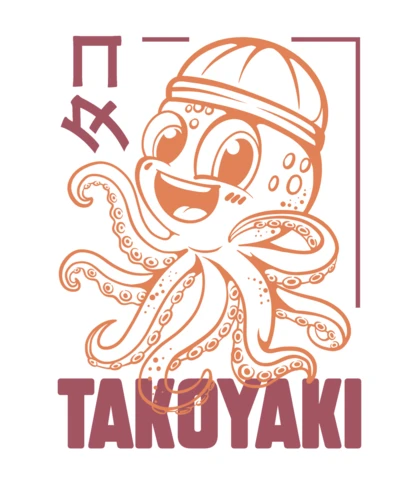 Modèle de design de takoyaki avec un poulpe fantaisiste pour un branding alimentaire amusant