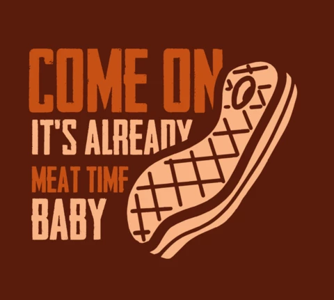 Grilled Meat Illustration Vintage T-shirt Design Template