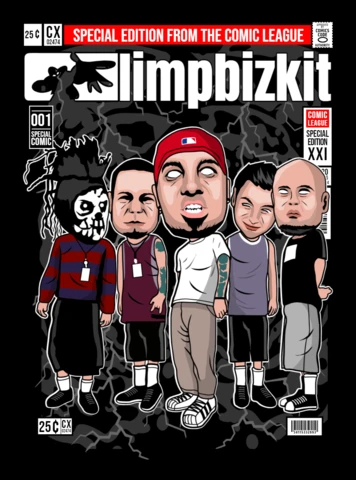 Limp Bizkit Band Cartoon Caricature Magazine Cover Design Template