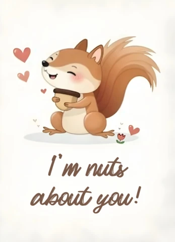 Nuts About You! Cute Squirrel Love Card Template