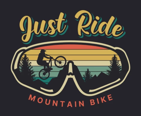 Modello di poster vintage Just ride mountain bike