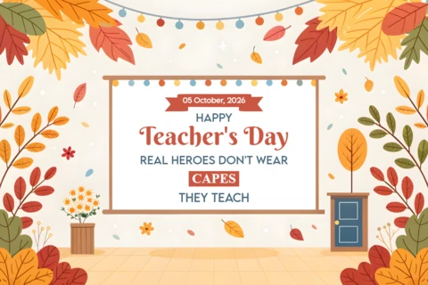 Autumn-Themed Teacher's Day Celebration Template Design - Editable Greeting Card