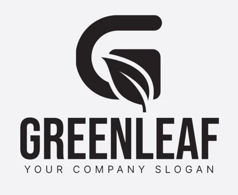 Green Leaf Logo Design Template Black