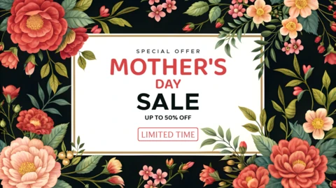 Elegante diseño de plantilla de venta floral para el día de la madre con promoción