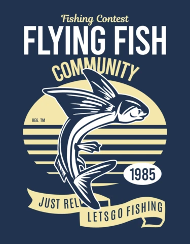 Flying Fish T-Shirt Design Template