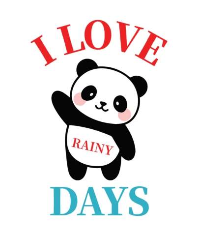 I Love Rainy Days Panda T-Shirt Design Template