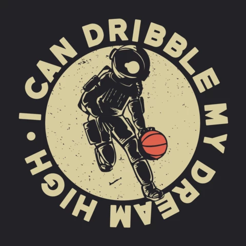 Astronaut Playing Basketball Vintage T-shirt Design Template