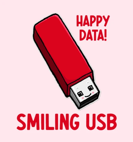Mutlu veri depolama etiketi için eğlenceli gülümseyen usb tasarım şablonu