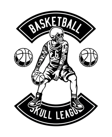 Plantilla de diseño de camiseta de la liga de calaveras de baloncesto