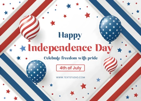 3D 4th of July Festive and Elegant Design for Greeting Card Template