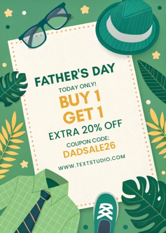 Father's Day Promotional Template Design with Tropical Elements