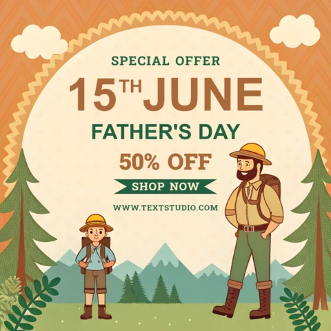 Father's Day Sale Design Template - Playful Retro Style for Special Offers