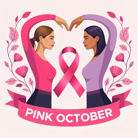 Breast Cancer Awareness Template with Pink Ribbon Design for Posters