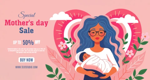 Mother's Day Sale Design Template - Charming Illustrated Style