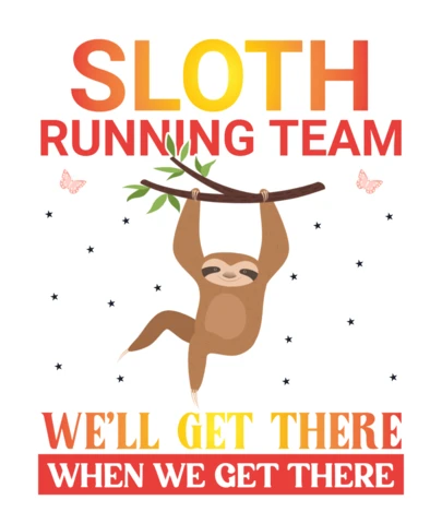 Sloth corriendo equipo vamos a llegar plantilla de diseño de pantalla