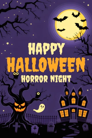 Template de design assustador de Halloween para convites de noite de terror