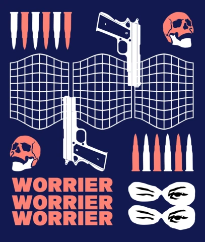 Edgy Graphic Design Template with Guns and Skulls for Apparel