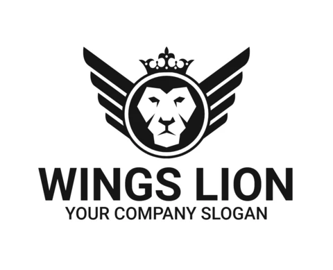 Modèle de logo pour le lion des ailes