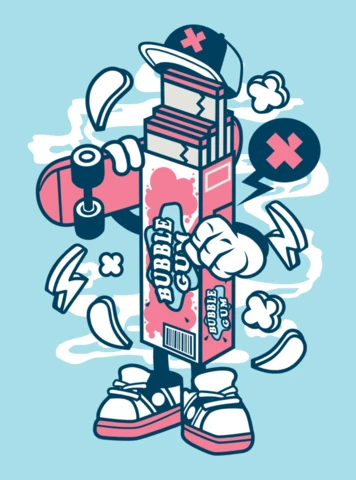 Bubble Gum Skateboard Cartoon Character Design Template