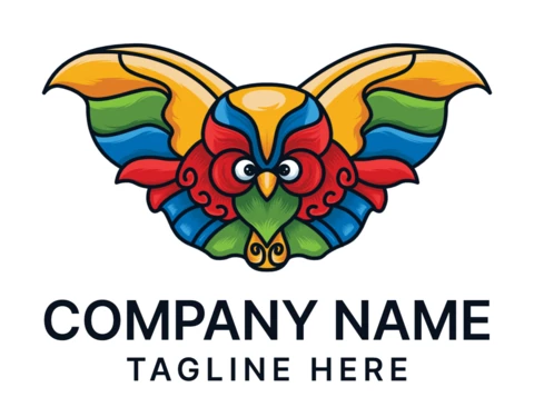 Modello di progettazione logo gufo colorato