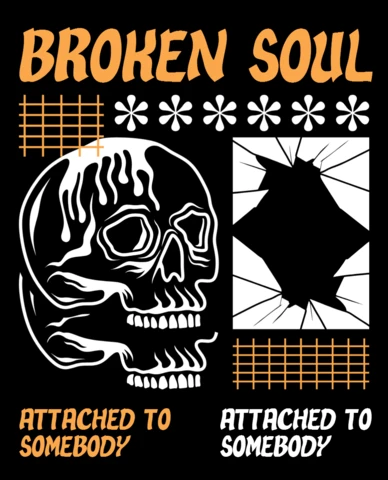 Broken Soul Skull Design Template for Apparel and Merchandise