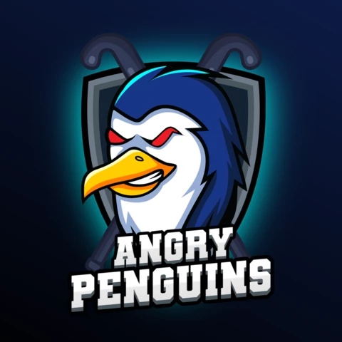 Angry Penguins Animal Sport Mascot Team Badge