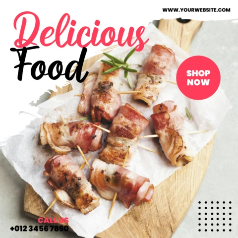 Plantilla de diseño para publicación en redes sociales de restaurante de comida deliciosa