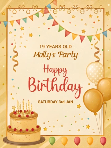 Festive Birthday Party Invitation Template - Cheerful Design for Celebrating Milestones