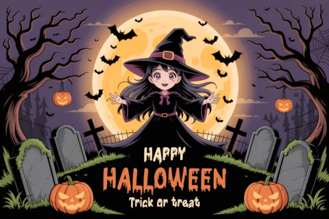 Modèle de design de sorcière effrayante pour invitations de fête d'Halloween