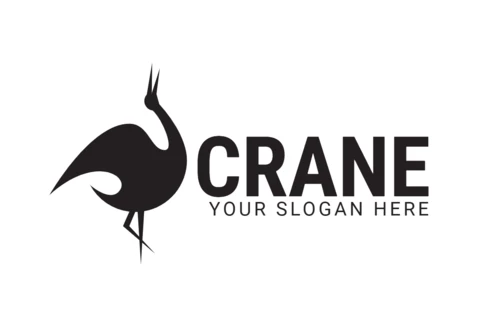 Modèle de conception de logo d'oiseau de grue