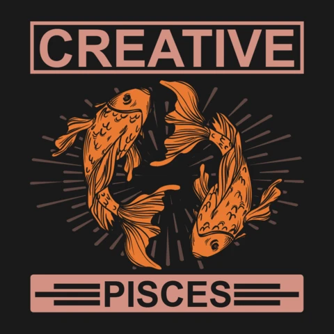 Creative Pisces Fish Zodiac Sign T-Shirt Design Template