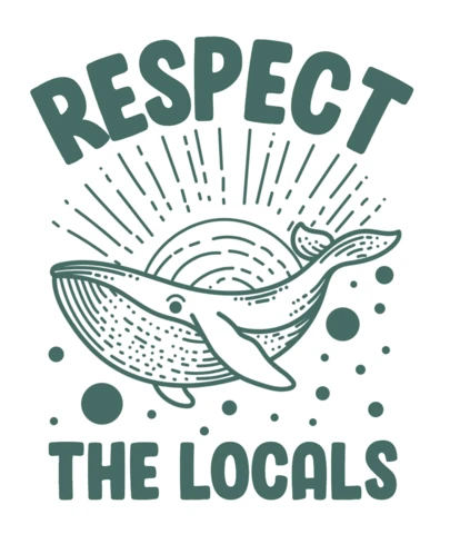 Plantilla de diseño de ballena caprichosa: arte gráfico 'respeta a los locales'