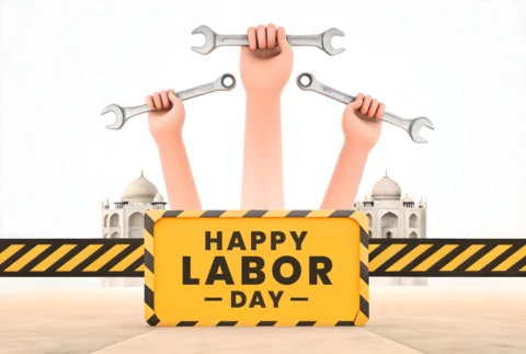 Modelo de design de feliz dia do trabalho com gráficos em estilo de desenho animado