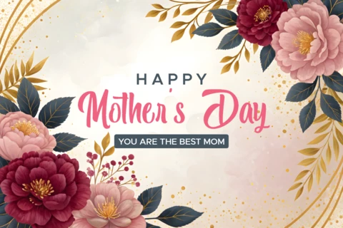 Floral Mother's Day Greeting Card Template - Elegant Design for Celebrating Moms