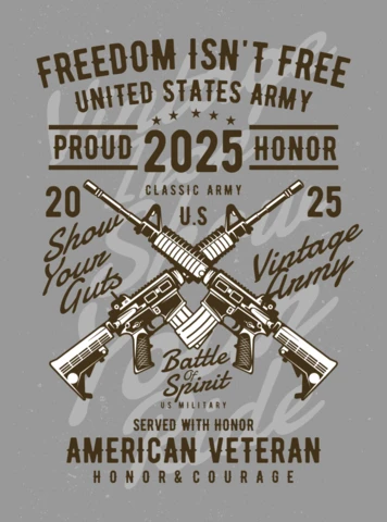 Army Gun Vintage T-shirt Design Template