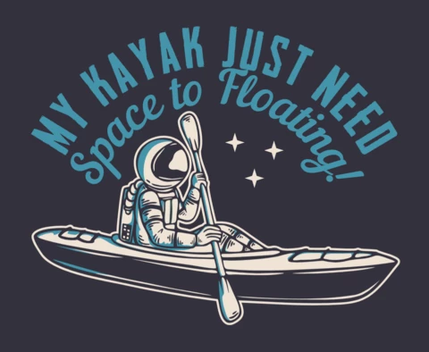 Astronaut Kajak Vintage T-Shirt Design Vorlage
