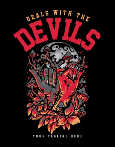 Traitez le modèle de conception de t-shirt des diables