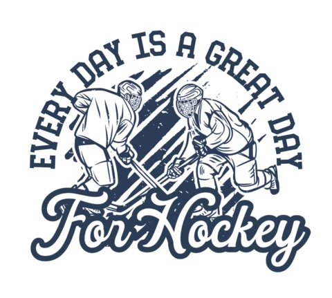 Two Hockey Player Vintage T-shirt Design Template