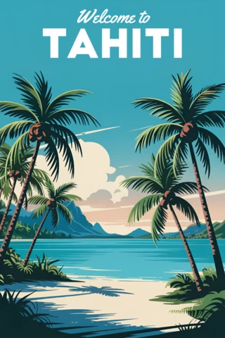 Vintage Tropical Paradise Design Template for Travel Posters