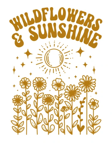 Wildflowers and Sunshine Vintage Design Template for Greeting Cards