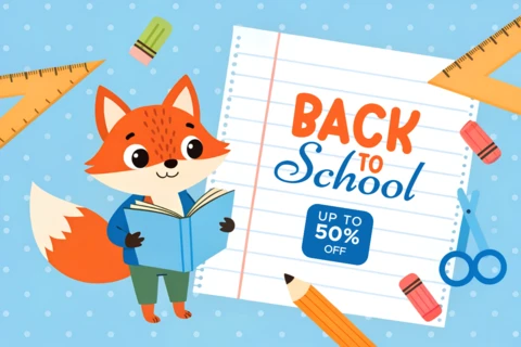 Back to School Fox Character Design Template for Promotional Flyers