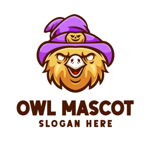 Baykuş maskotu logo tasarım şablonu