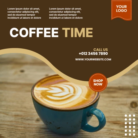 Koffietijd promotionele Instagram-postontwerpsjabloon