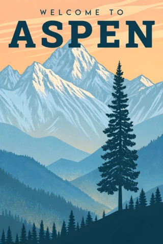 Mountain Landscape Design for Aspen Welcome Signage Template