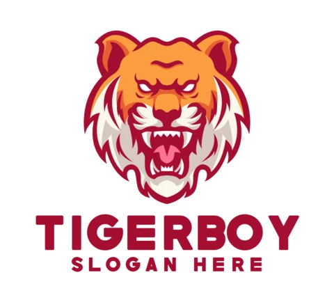 Plantilla de diseño de logotipo de niño tigre