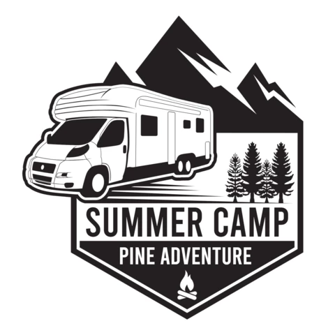Summer Camp Pine Adventure Logo Design Template